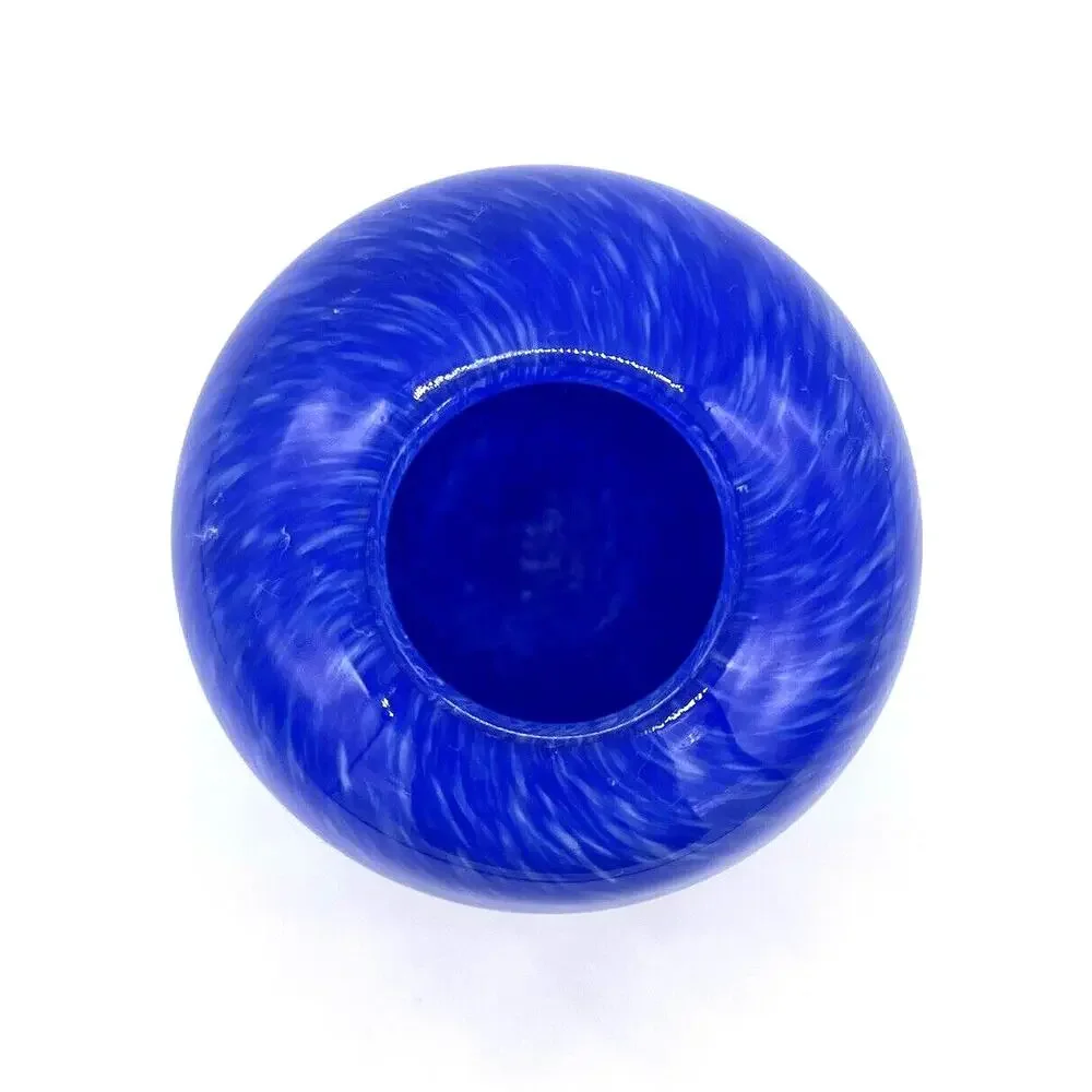 Art Glass Cobalt Blue & White Swirl Small Vase 4